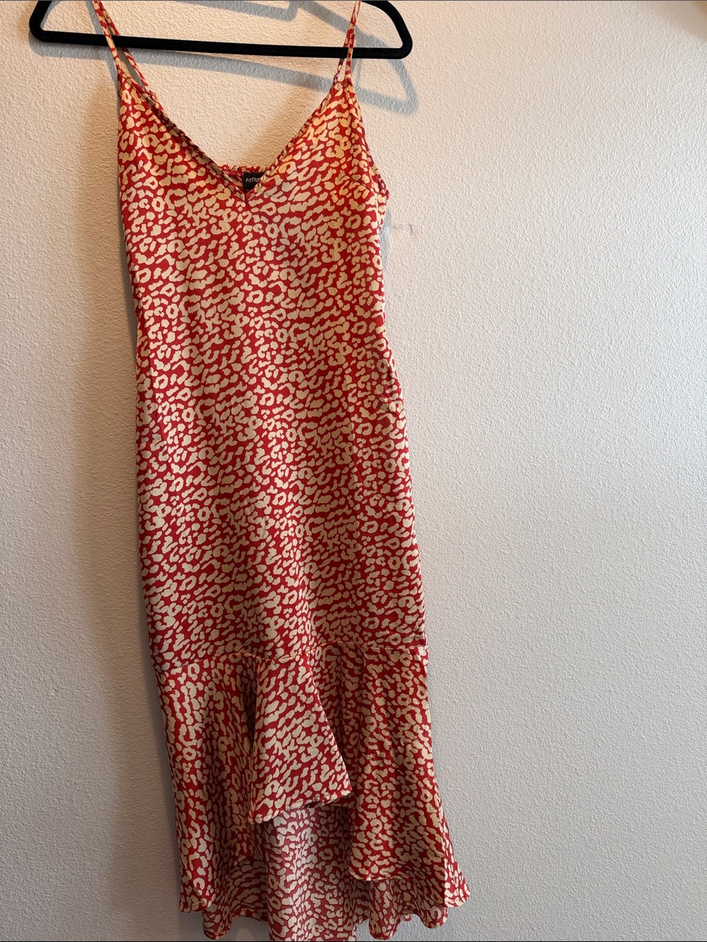 PrettyLittleThing Red & Cream Animal Print Maxi Slip Dress